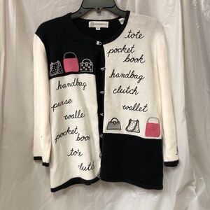 Ilysse Hart LTD Black and White Women's Sweater with handbag theme
